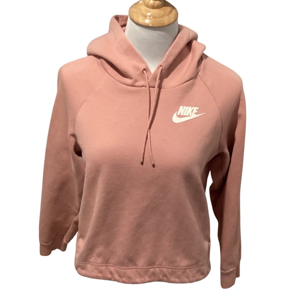 Nike Sportswear Women‎ Pink Fleece Pullover Hoodie Long Sleeve Logo Sz M
